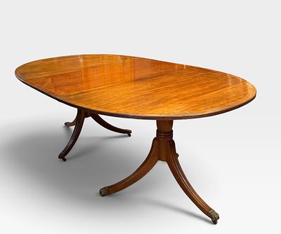Antique Regency Style Mahogany Twin Pillar / Pedestal Dining Table. An antique mahogany pedestal 