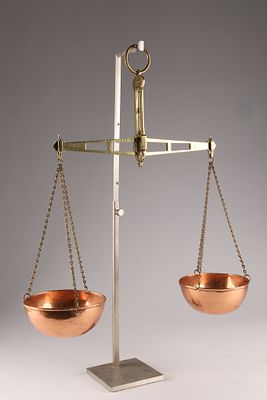 19th C Irish Mercantile Copper and Brass Balance Scale, J. Newman Dublin. 19th C Irish Victorian 