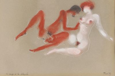 Peter Flinsch (1920-2010), Mixed Media on Paper, Le Rouge et la Blanche. Peter Flinsch 