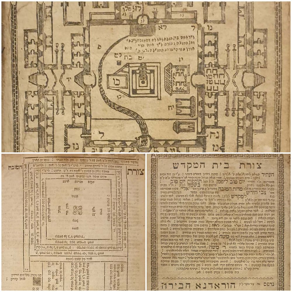 נדיר מאוד ויקר הערך. צורת בית המקדש - עם המפה של המקובל הגה"ק רבי משה איוויער בדפוס ראשון - 