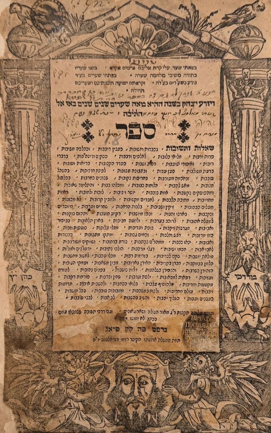 שו"ת מהר"ם מרוטנבורג - מהדורה ראשונה - פראג שס"ח | 1608. חתימות חשובות 
שאלות ותשובות לרבינו 