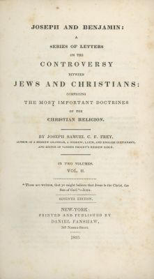 Joseph and Benjamin – Joseph Samuel Frey – New York, 1840. Joseph and Benjamin: a series of 