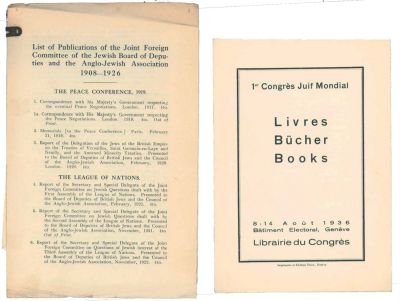 Jewish Books and Publications – Two Lists of Books. Two lists of books and publications about 