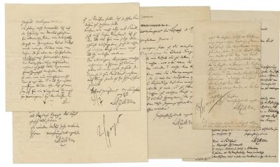 אוסף מכתבים מאת פרופ' מוריץ (משה) לזרוס – גרמניה, 1878. שבעה מכתבים ושתי גלויות בכתב ידו 