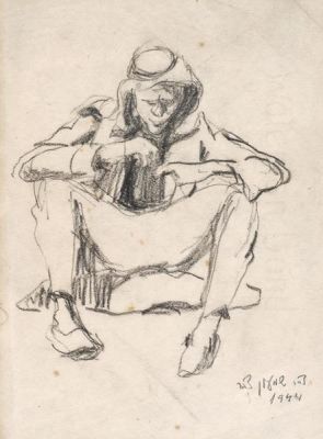 Shimon Tzabar (1926-2007). Figure / 1944 / Pencil drawing / 21*15 cm / Signed and dated 