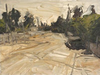 Jordan Wolfson (b. 1960). Landscape / 1996 / Oil on canvas / 46*60 cm / Signed and dated on the 