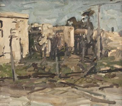 Jordan Wolfson (b. 1960). Urban Landscape / 1996 / Oil on canvas / 51*58 cm / Signed and dated 