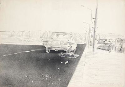 Joshua Neustein (b. 1940). Untitled / 1973 / Charcoal and pencil on paper / 70*100 cm / Signed 