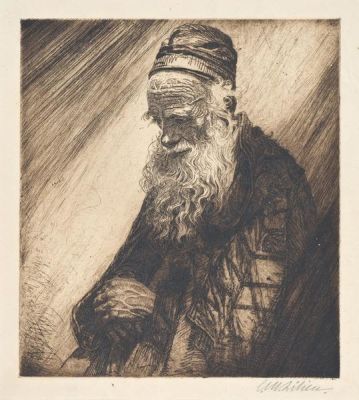 Ephraim Moshe Lilien (1874-1925). Yemenite Jew / Etching / 29*26 cm / Pencil signed