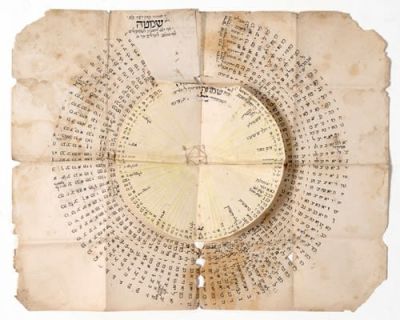Handwritten Calendar Wheel for Daily Times. Handwritten calendar, for times of "Alot Hashachar" 