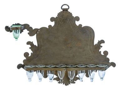 Large Hanukkah Lamp – Italy, 18th Century. Hanukkah lamp. Italy, [18th century]. Sheet brass 