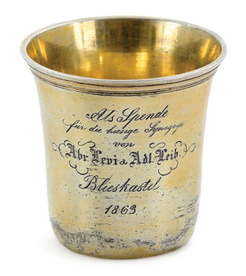 18th-Century Kiddush Cup – Dedication to the Synagogue of Blieskastel, Saar Region, 1863. Kiddush 