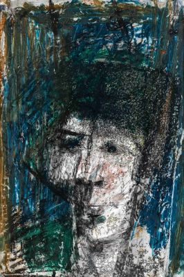 Yehezkel Streichman (1906-1993) – Portrait – Mixed Media on Tinplate. Yehezkel Streichman 