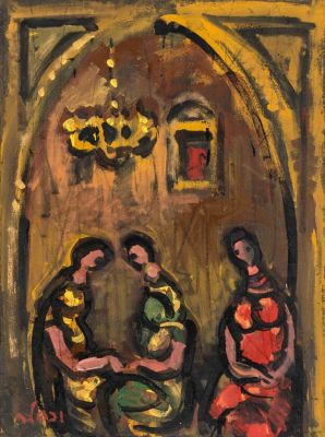 Jacob Wexler (1912-1995) – Three Women – Oil on Canvas. Jacob Wexler (1912-1995), Three Women / 