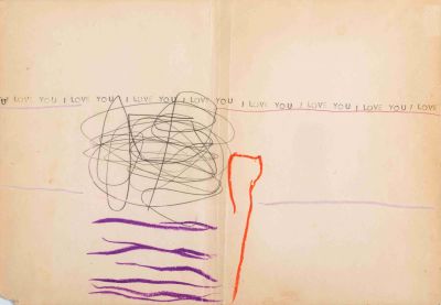 Raffi Lavie (1937-2007) – I Love You – Mixed Media on Paper. Raffi Lavie (1937-2007), I Love You 