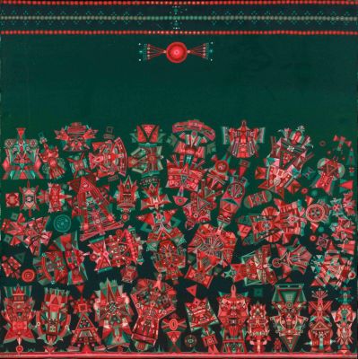 Samuel Ackerman (b. 1951) – Pyramids of the Sky, 1977 – Acrylic on Canvas. Samuel Ackerman (b. 