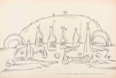 Michail Grobman (b. 1939) – Bottles – Ink on Paper, 1975 / Nine Prints. Michail Grobman (b. 