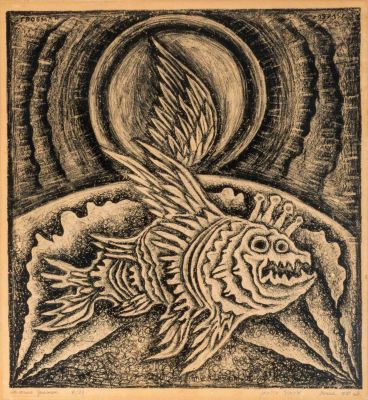 Michail Grobman (b. 1939) – Earth, 1971 – Lithograph. Michail Grobman (b. 1939), Earth, 1971. 