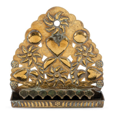 Hanukkah Lamp – Mekn&egrave;s – Back Plate with Dutch Influence. Hanukkah lamp. Mekn&egrave;s, Morocco, [early 