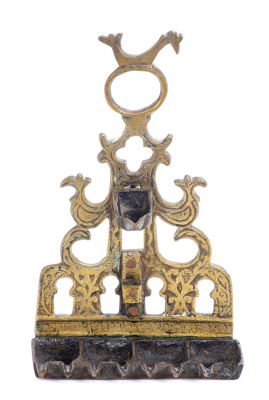 Hanukkah Lamp – Sefrou, 19th Century – "For the Commandment is a Lamp and the Law is Light". Hanu 