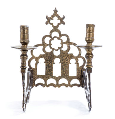 Wall-mounted Memorial Candlesticks – Decorated Back Plate – Sefrou. Wall-mounted memorial 