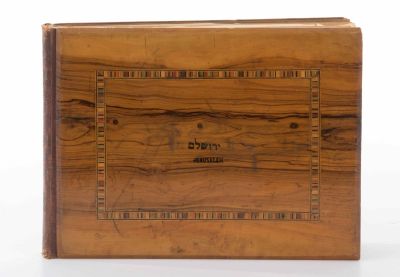 Large Album, Bound in Olivewood – Photographs and Pressed Flowers from Palestine – Late 19th 