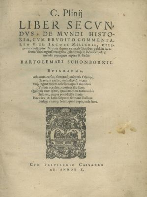 Natural History by Pliny the Elder, Book II – Leipzig, 1573 – Fine Blind-Stamped Leather 