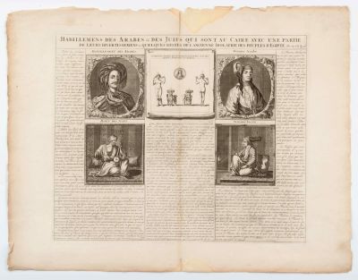 "The Dress of Arabs and Jews in Cairo" – Engraving – Amsterdam, Second Half of 18th Century. Habi 