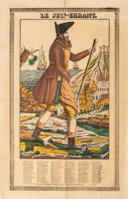 The Wandering Jew", Anti-Semitic Poster – Metz, 19th Century – Hand-Colored Lithograph. Le 