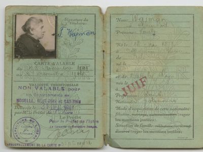 Identifying Document for Foreigner – Issued for a Jewish Woman in Vichy France, 1941 – 