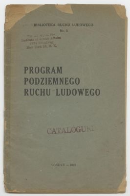 Program of the Underground Peasant Movement – The Polish Peasants' Party in World War II – 