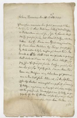 Handwritten Letter Concerning the Protected Jew Simon Aron Heilbron – Hanover, 1794. A 