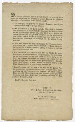 Notice Issued by the Frankfurt am Main Police to the Jewish Community – Frankfurt am Main, 1808 