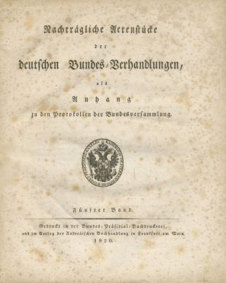 Two Volumes of Addendums to Protocols of the Federal Convention (Bundesversammlung) of the 