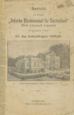 Jewish Organizations for the Blind in Germany and Austria – Five Publications –First Half of 