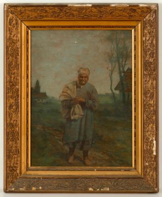 &Aacute;kos Tolnay (1861-1923) – A Peasant Woman – Oil on Board. &Aacute;kos Tolnay (1861-1923), a Peasant 