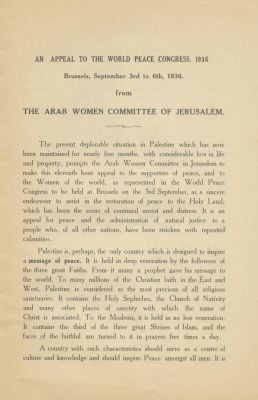 Women's Organizations in Palestine – Two Booklets Dealing with the Arab Revolt – Jerusalem, 1936. 