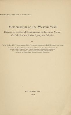 Collection of Publications – The 1929 Palestine Riots, and the Shaw Commission of Inquiry – 