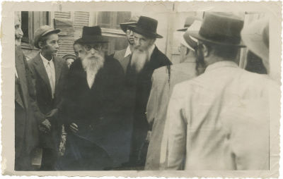 Two Photographs of the Chazon Ish - At the Bar Mitzva of Rabbi Landau's Son - Bnei Brak, 1951. Tw 