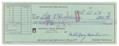 Three Checks Signed by Rebbe Yitzchak Eizik Rosenbaum of Zutchka – New York, 1960-1970. The 