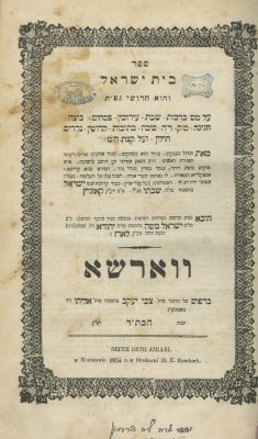 Beit Yisrael (Kozhnitz) – Warsaw, 1864-1876 – First and Second Editions – Copy of Rebbe Nachum 