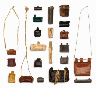 Collection of Amulets in Original, Sealed Leather and Metal Cases – Kurdistan. The description 
