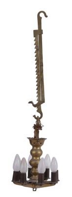 Hanging Shabbat Lamp, Judenstern, with Electrical Wiring – Germany, 19th Century. The 
