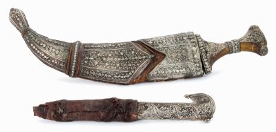 Two "Jambiya" Daggers Decorated in Filigree and Granulation – Yemen. Two "jambiya" ("shibriya") 