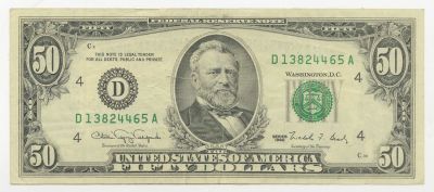 Fifty Dollar Bill Received from the Lubavitcher Rebbe – For Research on the Members of the 