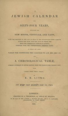A Jewish Calendar for Sixty-Four Years, by Elias Hayim Lindo – London, 1838. A Jewish Calendar 