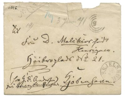 Autograph Envelope addressed by Hans Christian Andersen – Denmark. Envelope of a letter sent by 