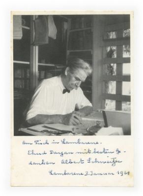 Albert Schweitzer – Six Paper Items with Presentation Inscriptions to Members of the Dayan 