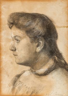Abel Pann (1883-1963) – Portrait of a Girl – Charcoal on Paper. Abel Pann (1883-1963), Portrait 
