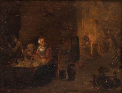 Attributed to David Teniers II (1610-1690) – "Witches' Sabbath" – Oil on Panel. Attributed to 